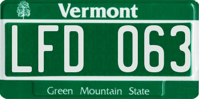 VT license plate LFD063