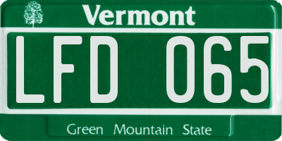 VT license plate LFD065