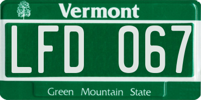 VT license plate LFD067