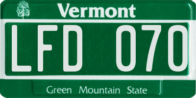 VT license plate LFD070