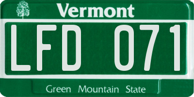 VT license plate LFD071