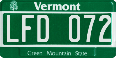 VT license plate LFD072