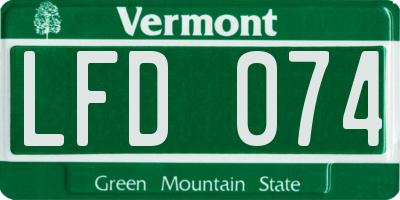 VT license plate LFD074
