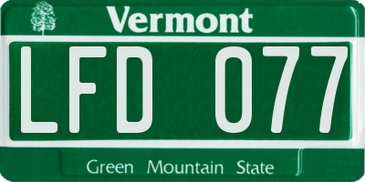 VT license plate LFD077