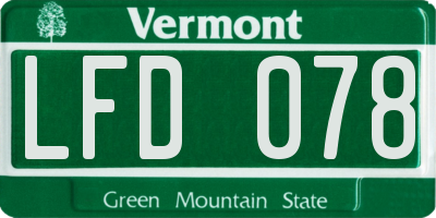 VT license plate LFD078