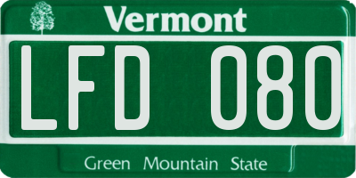 VT license plate LFD080