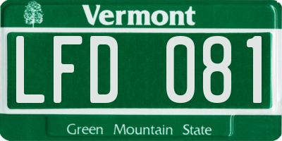 VT license plate LFD081