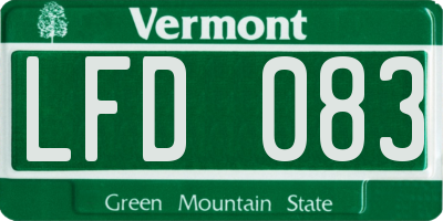 VT license plate LFD083