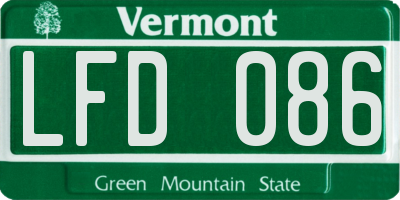VT license plate LFD086