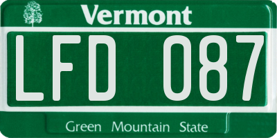 VT license plate LFD087