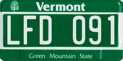 VT license plate LFD091