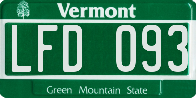 VT license plate LFD093