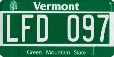 VT license plate LFD097
