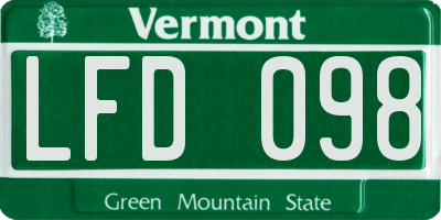 VT license plate LFD098