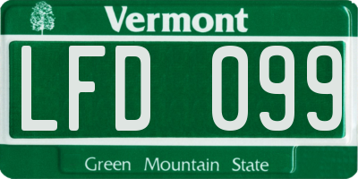 VT license plate LFD099