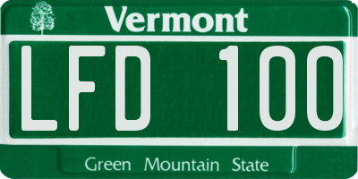 VT license plate LFD100