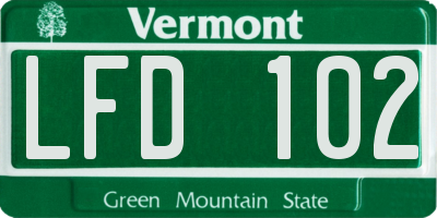 VT license plate LFD102