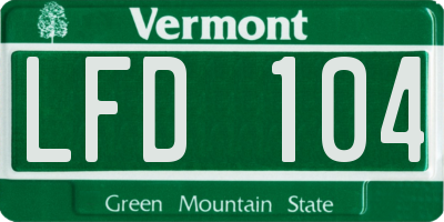 VT license plate LFD104