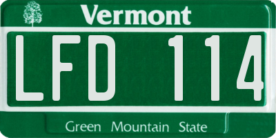 VT license plate LFD114