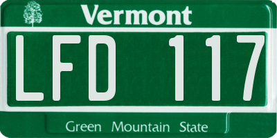 VT license plate LFD117