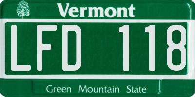 VT license plate LFD118