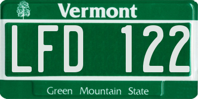 VT license plate LFD122