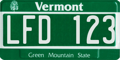 VT license plate LFD123