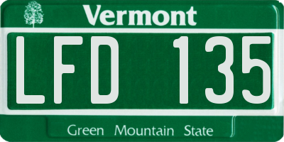 VT license plate LFD135