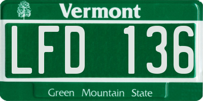 VT license plate LFD136