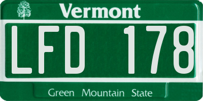 VT license plate LFD178
