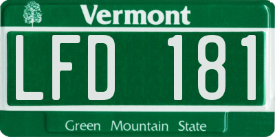 VT license plate LFD181