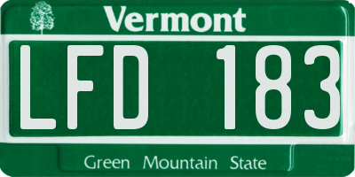 VT license plate LFD183