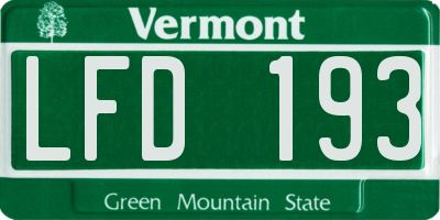 VT license plate LFD193