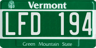 VT license plate LFD194