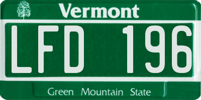 VT license plate LFD196