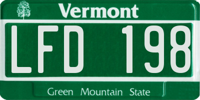 VT license plate LFD198