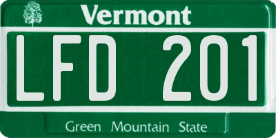 VT license plate LFD201