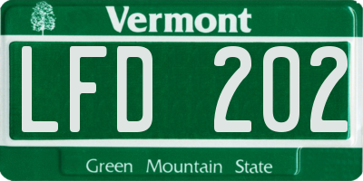 VT license plate LFD202