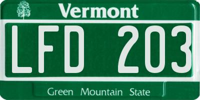 VT license plate LFD203