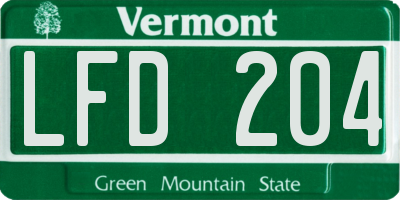 VT license plate LFD204
