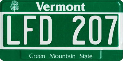 VT license plate LFD207