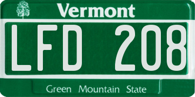 VT license plate LFD208
