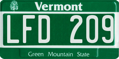 VT license plate LFD209