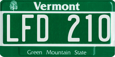 VT license plate LFD210