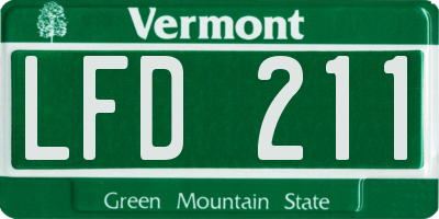 VT license plate LFD211