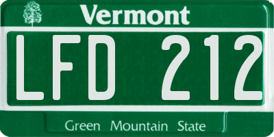 VT license plate LFD212