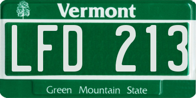 VT license plate LFD213