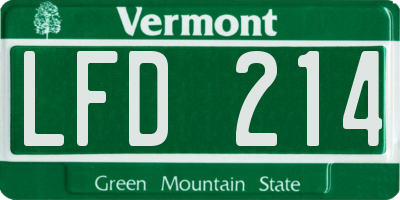 VT license plate LFD214