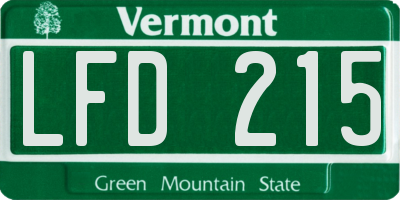 VT license plate LFD215
