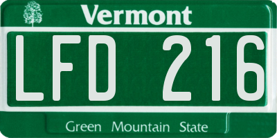 VT license plate LFD216